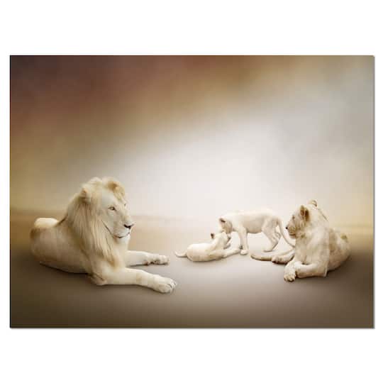 Designart - White Lion Family